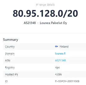 Screenshot from ipinfo.io