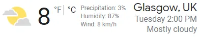 Screenshot of weather report